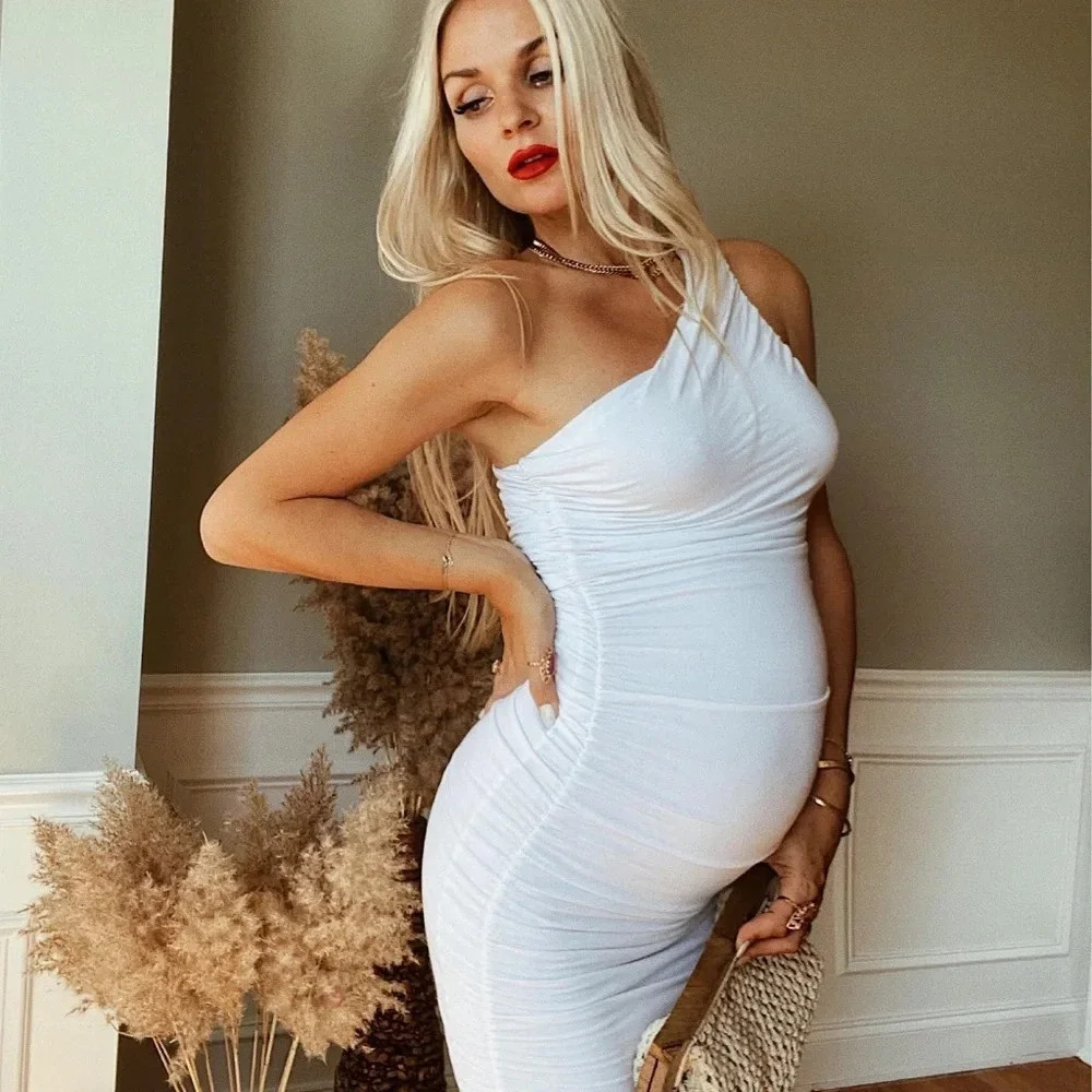 New*Pinkblush One Shoulder Maternity Dress